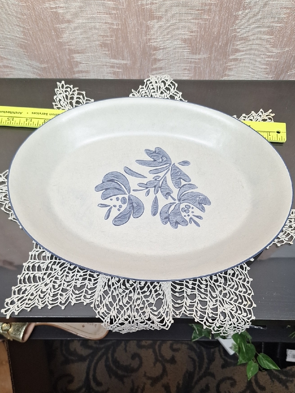 Pfaltzgraff Blue Floral Stoneware Oval Serving Platter